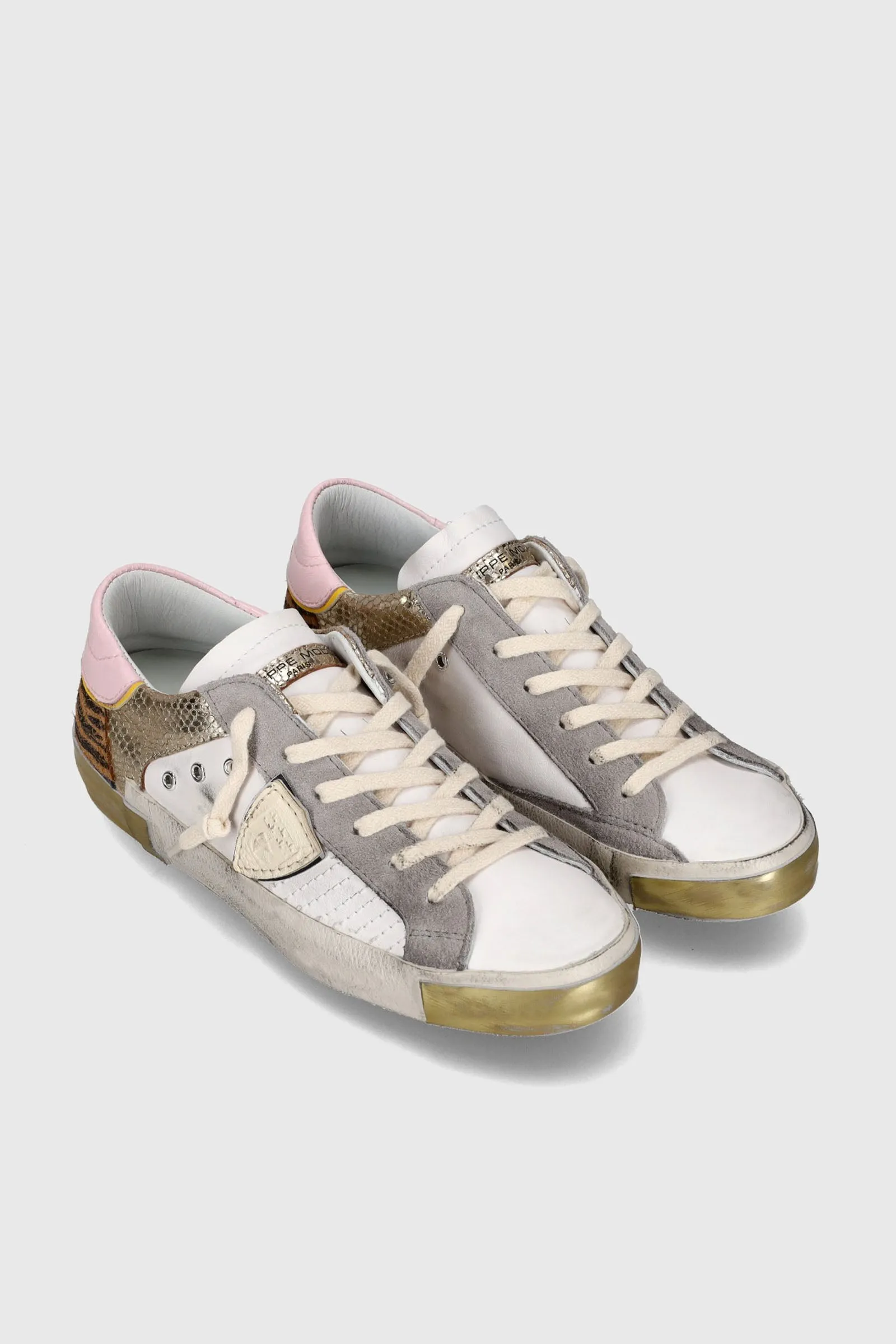 Philippe Model Sneaker PRSX Mixage in Pelle Bianco/Oro