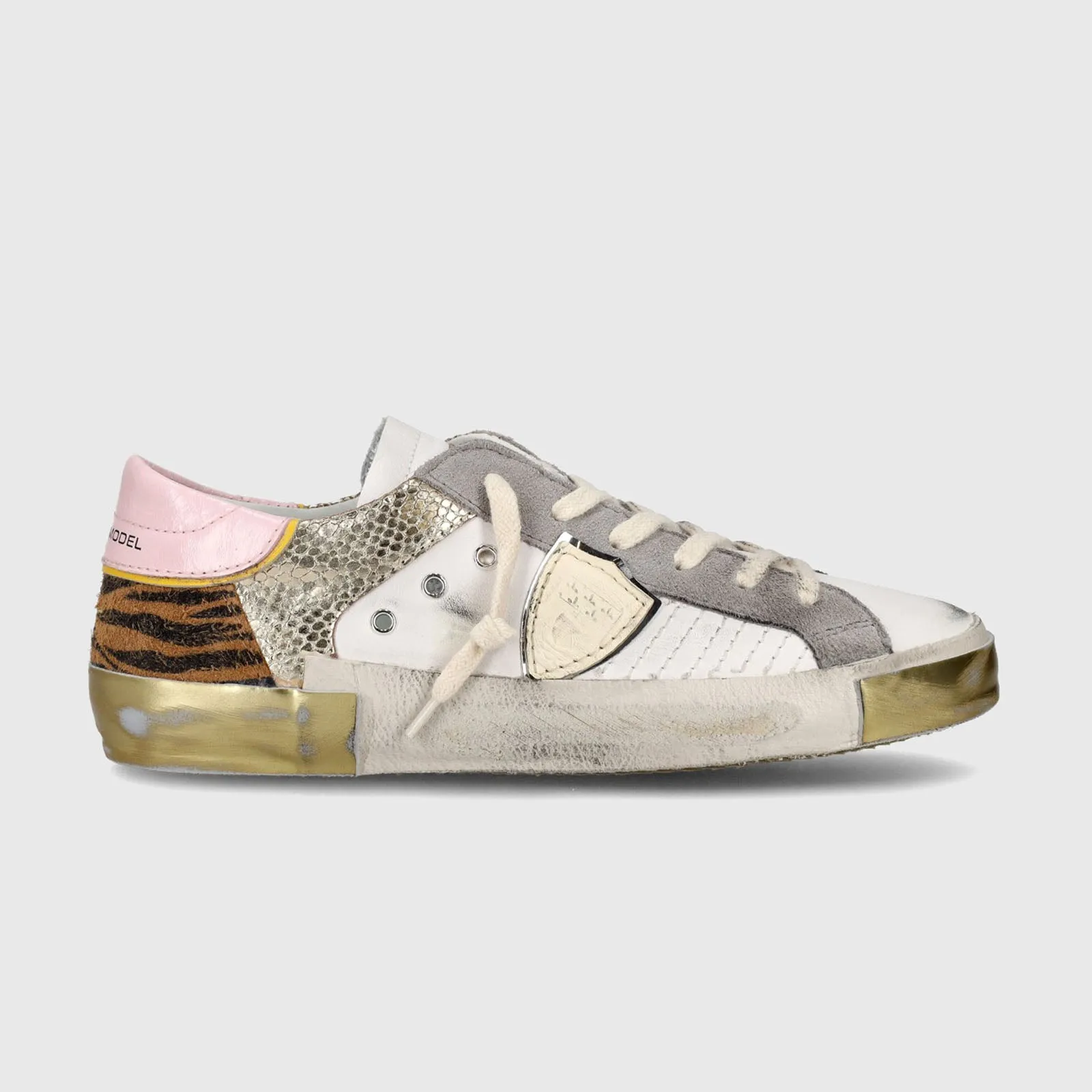 Philippe Model Sneaker PRSX Mixage in Pelle Bianco/Oro