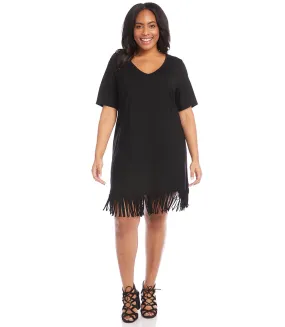 Plus Size V-Neck Fringe Dress