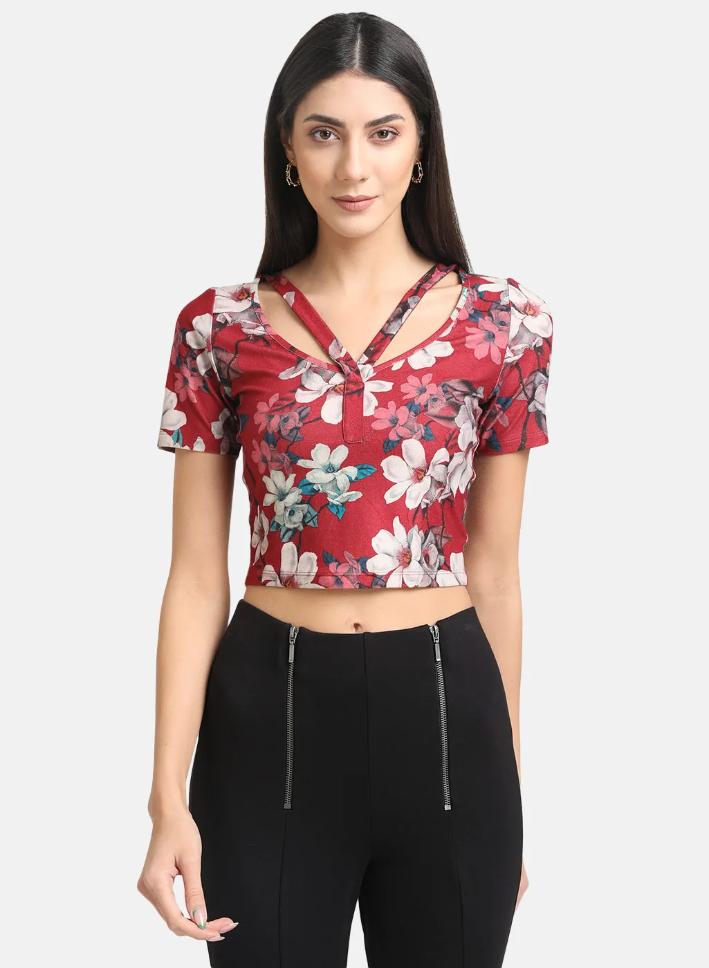 Printe Suede Crop Top