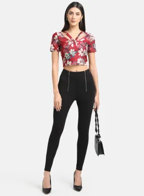 Printe Suede Crop Top