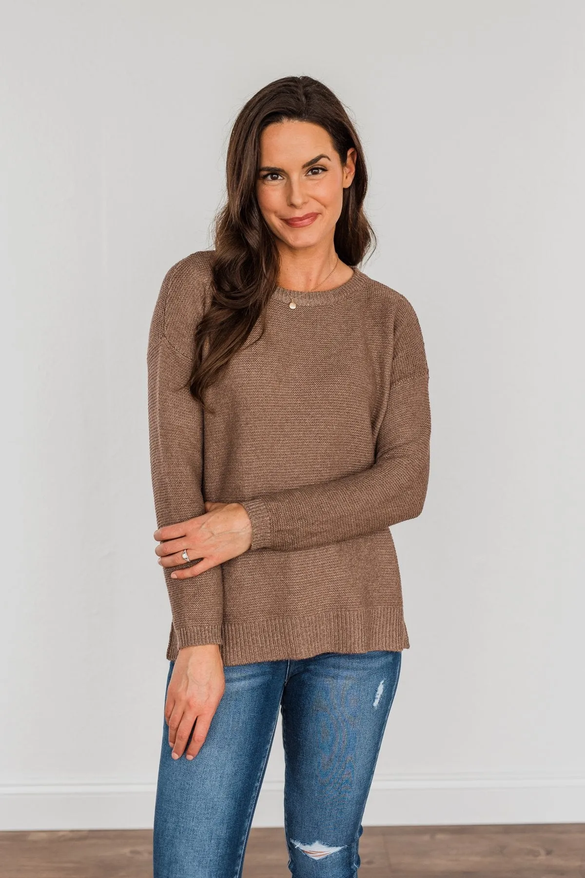 Reaching Out To You Knit Sweater- Mocha