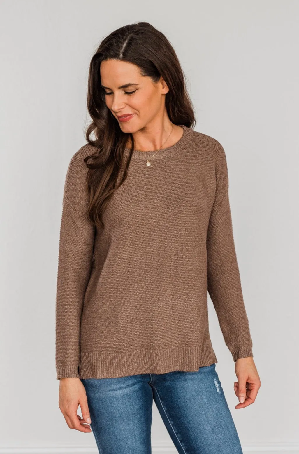 Reaching Out To You Knit Sweater- Mocha