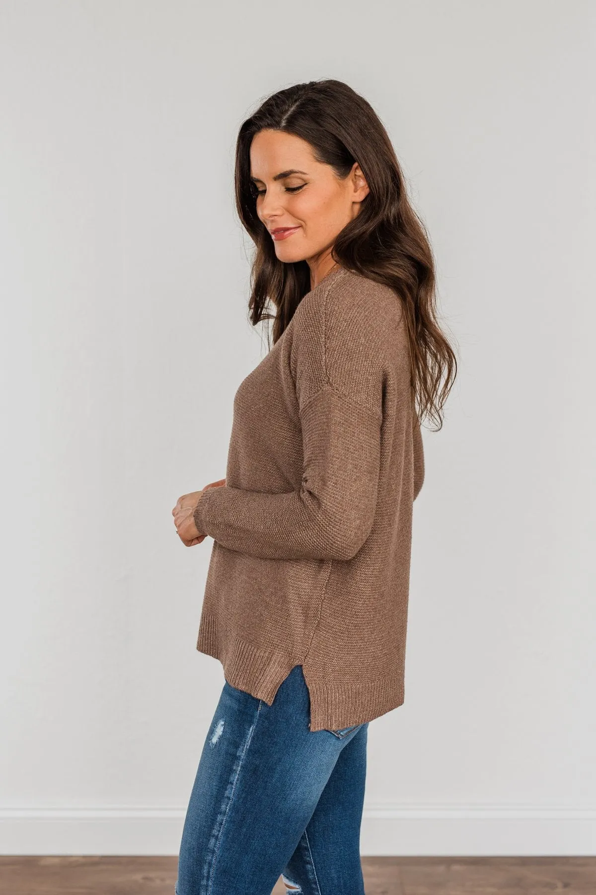 Reaching Out To You Knit Sweater- Mocha