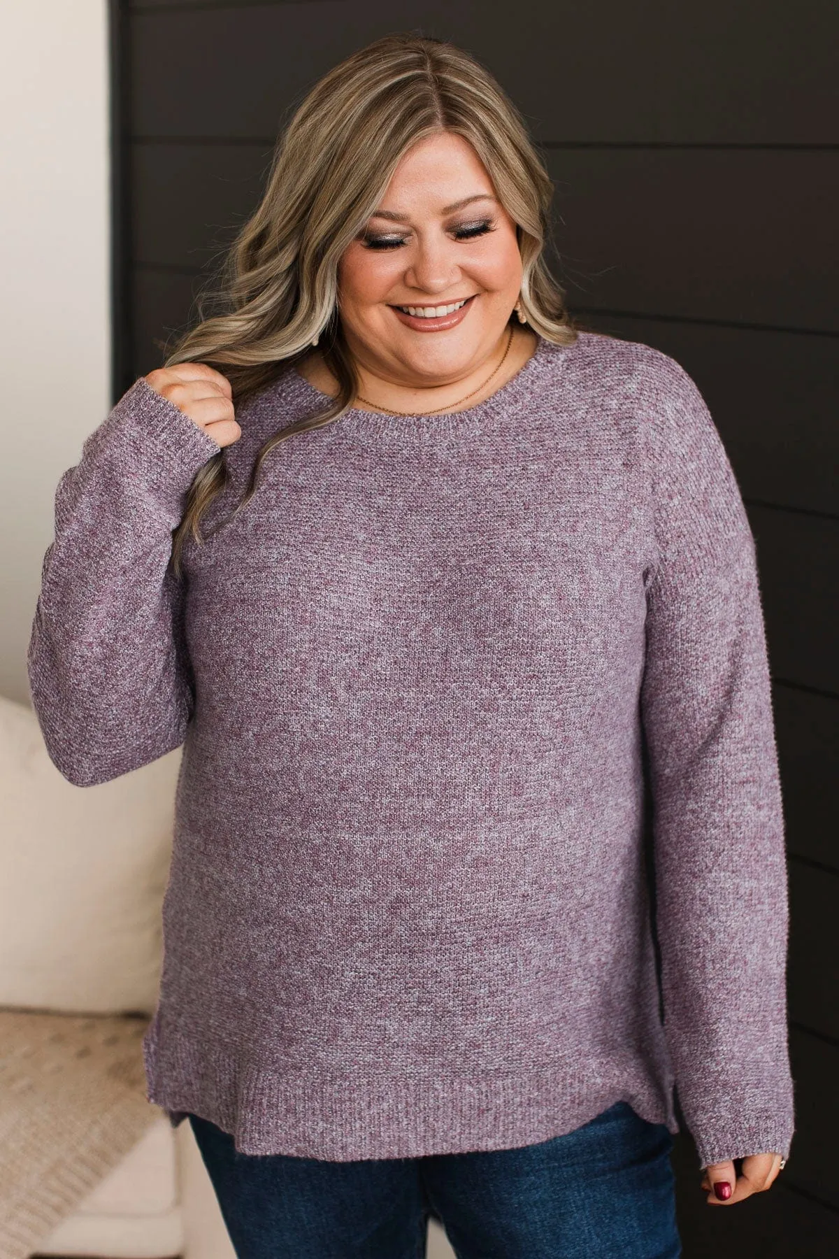 Reaching Out To You Knit Sweater- Purple