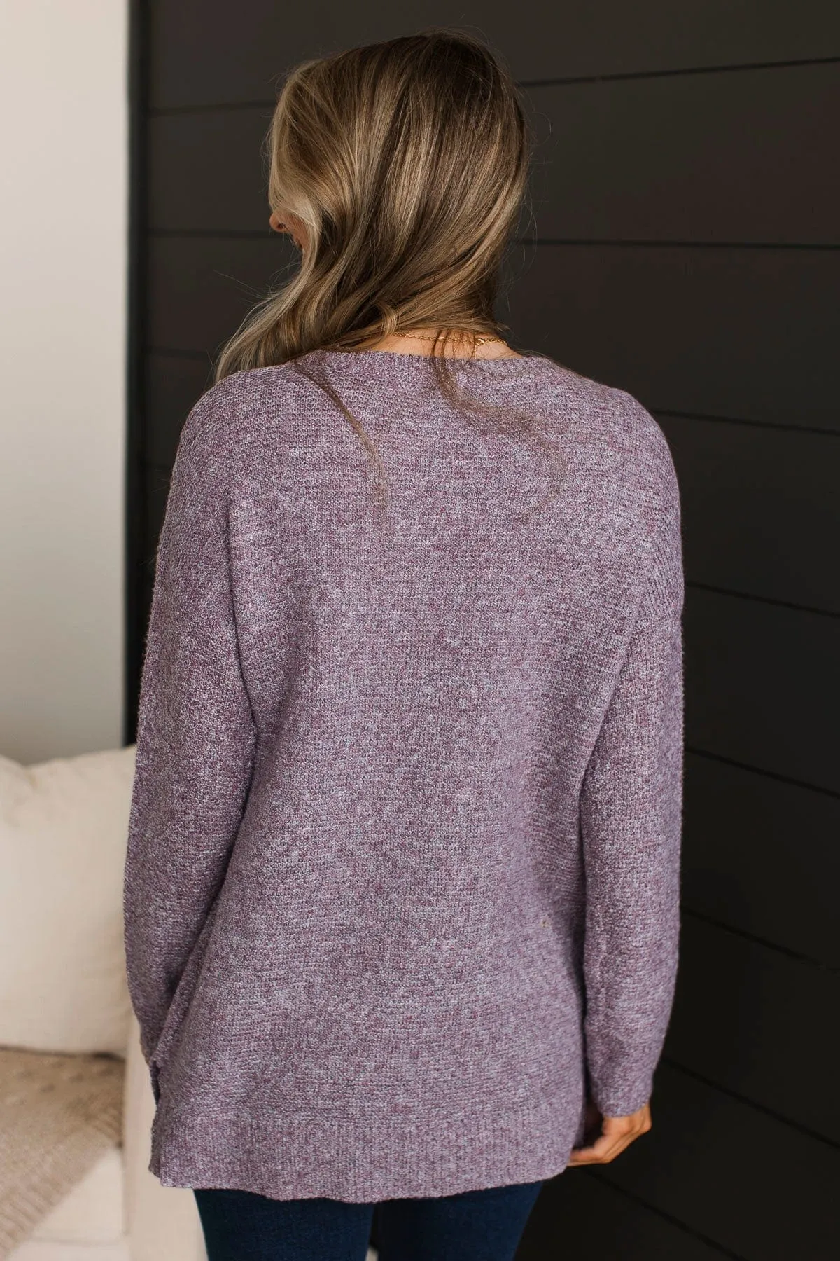 Reaching Out To You Knit Sweater- Purple