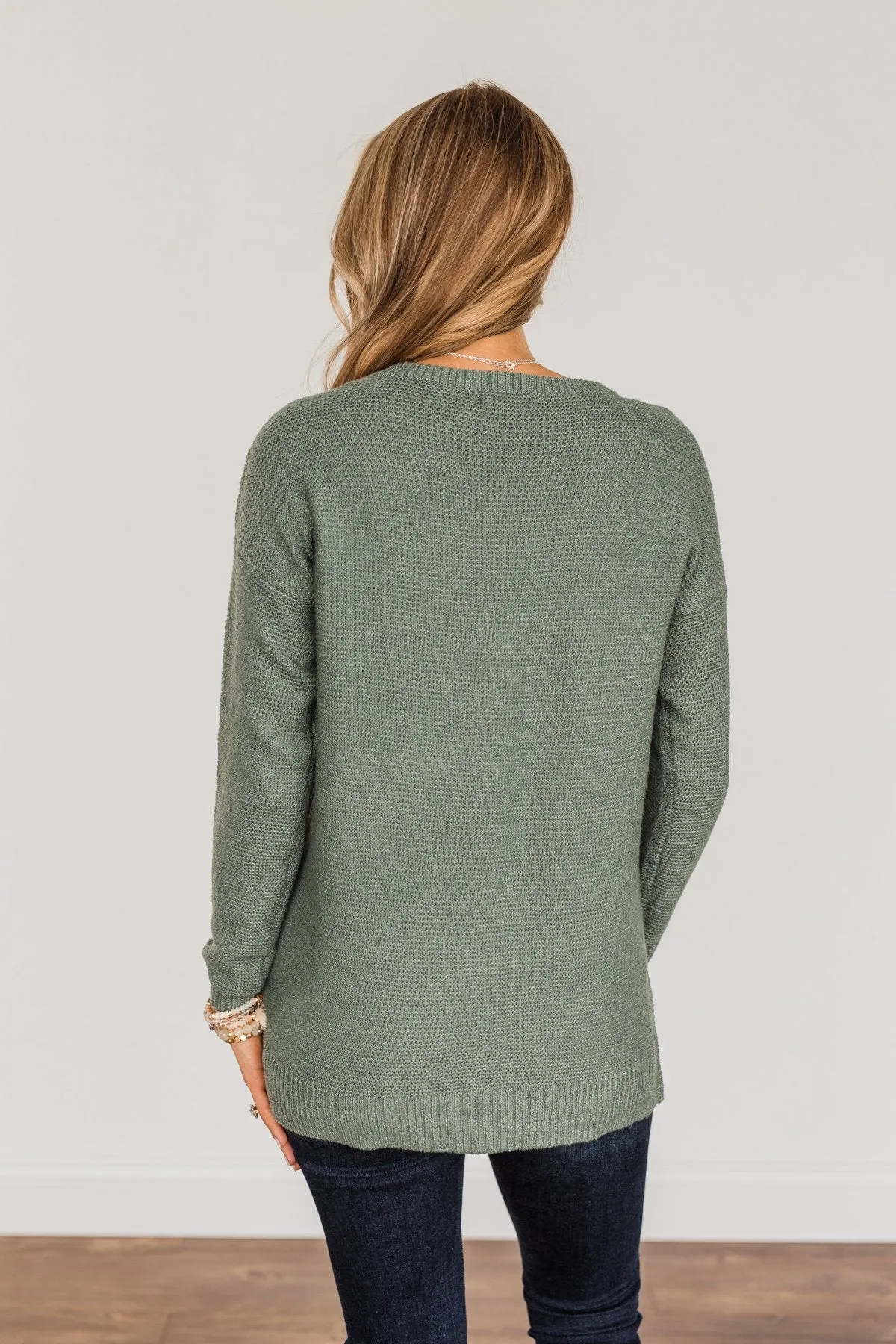 Reaching Out To You Knit Sweater- Sage