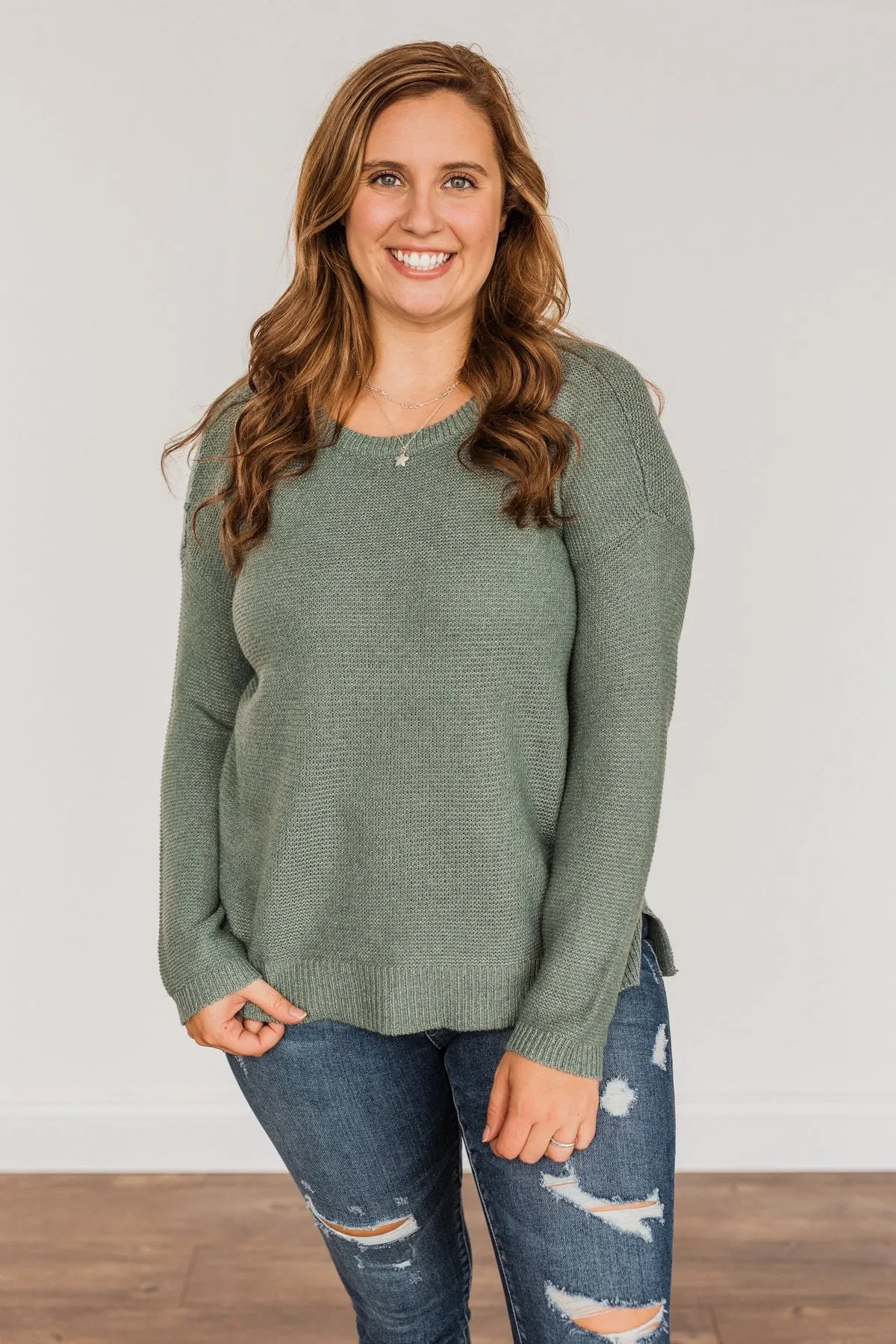 Reaching Out To You Knit Sweater- Sage