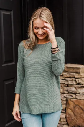 Reaching Out To You Knit Sweater- Sage