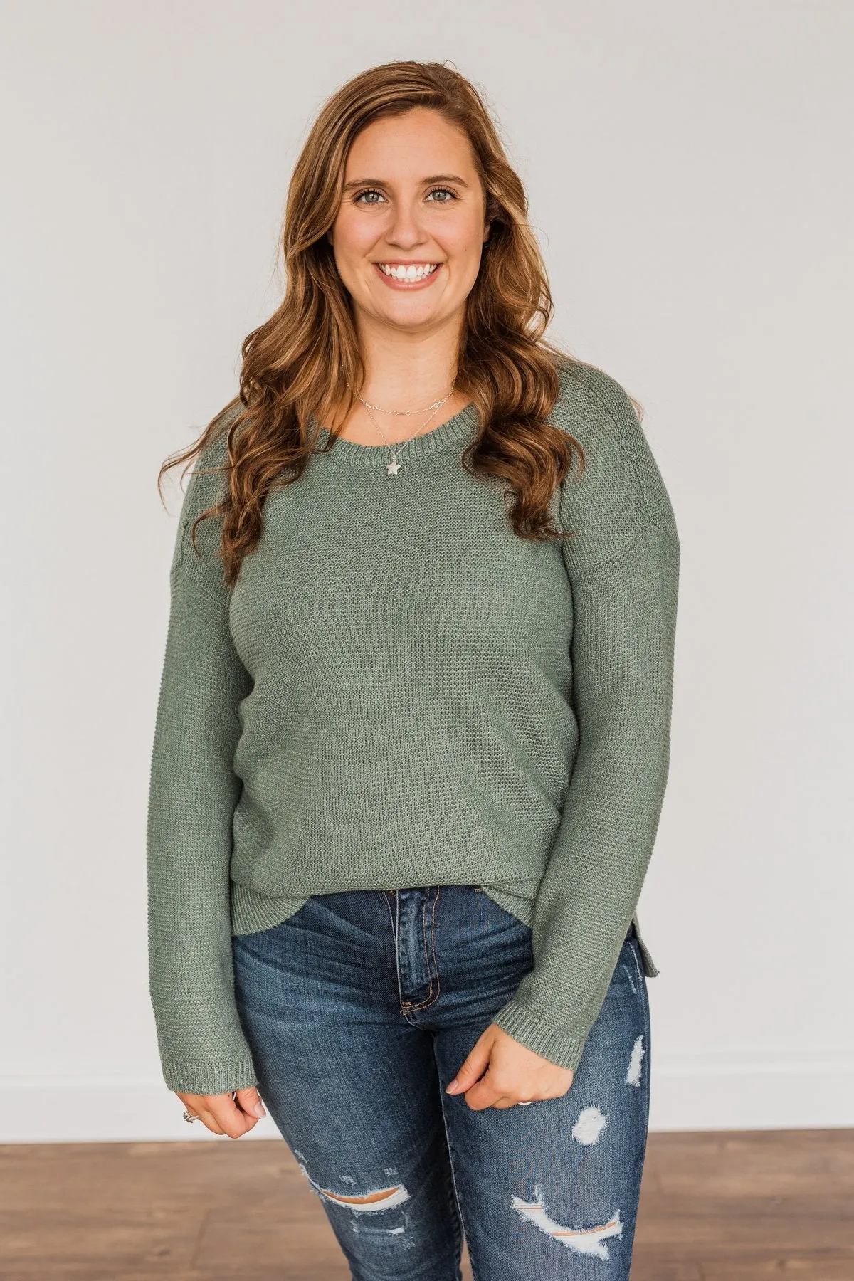 Reaching Out To You Knit Sweater- Sage