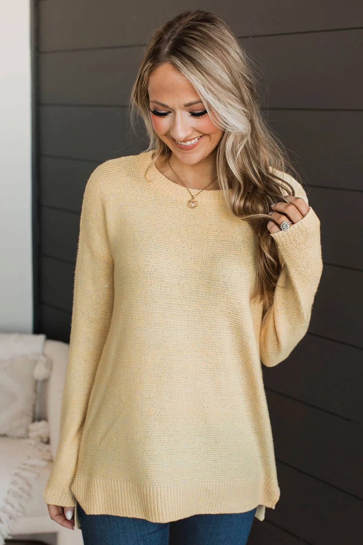 Reaching Out To You Knit Sweater- Yellow