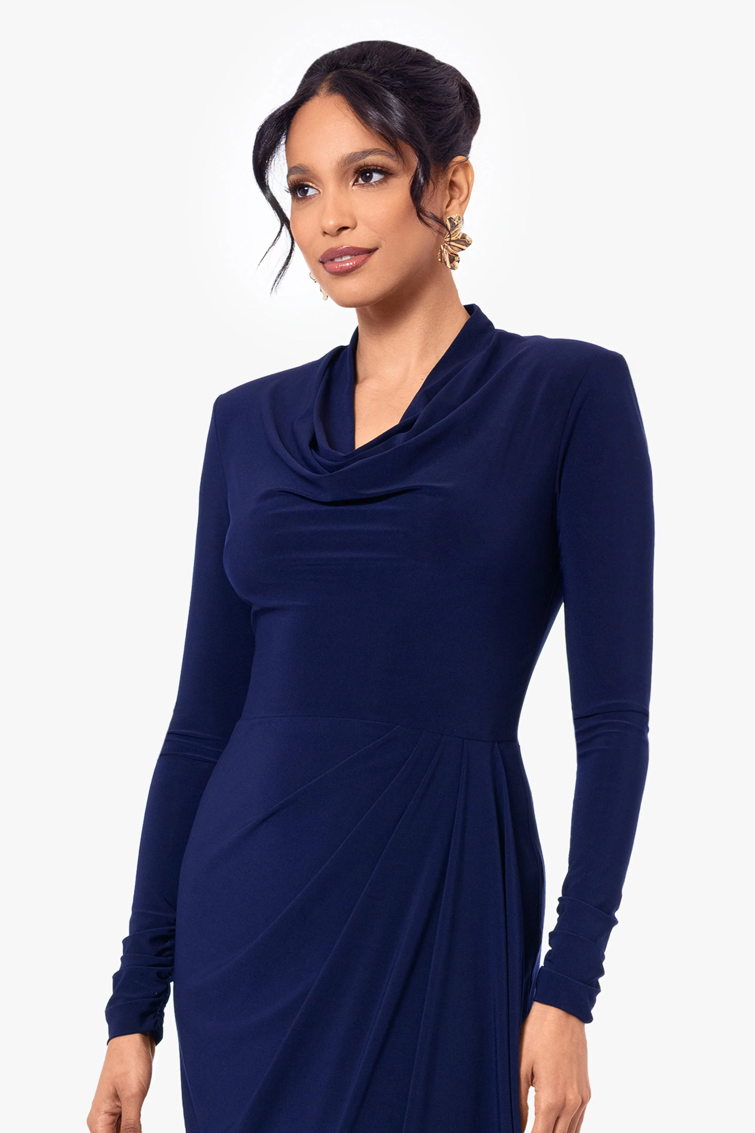 Renee Long Sleeve Jersey Knit V-Neck Dress