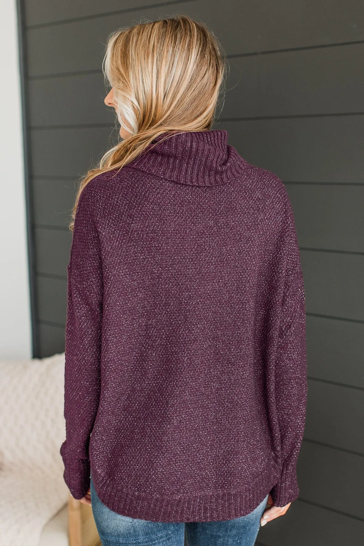 Romance Awaits Turtle Neck Sweater- Dark Plum