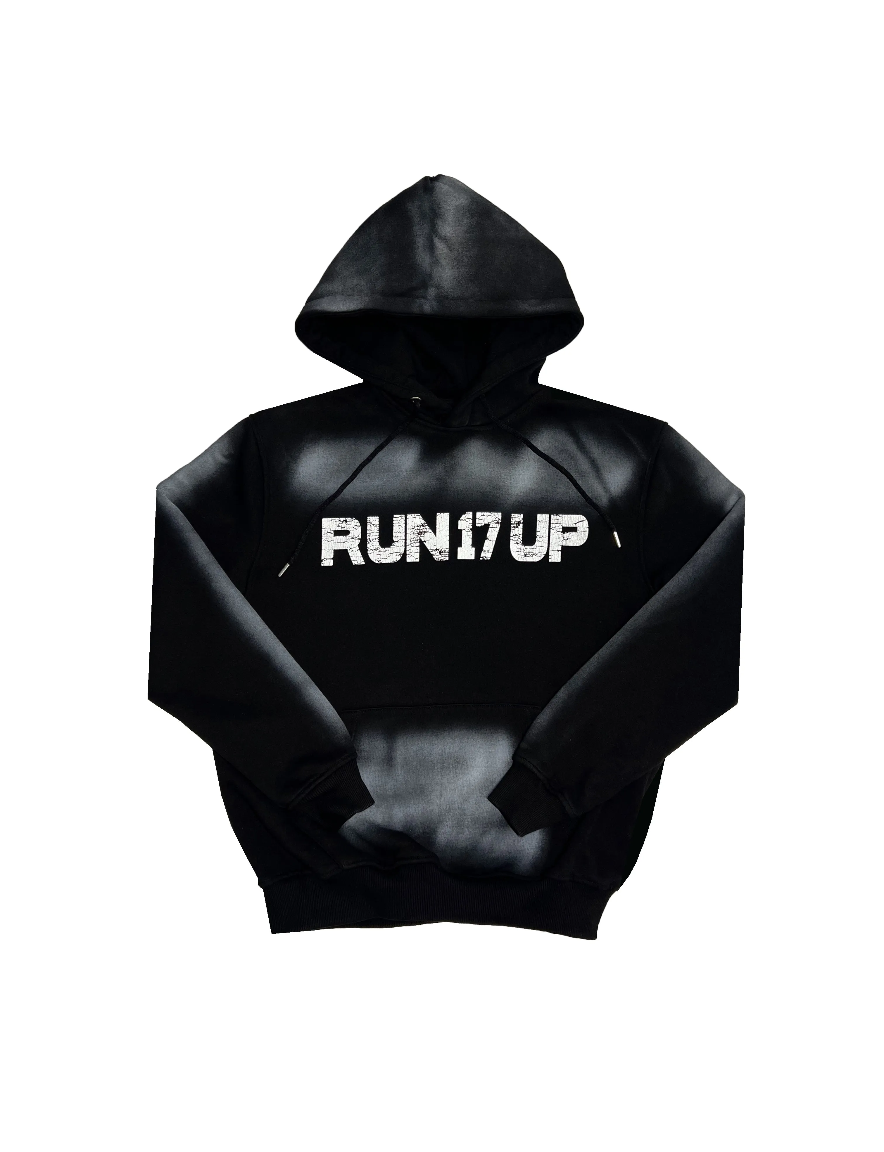 Run 17 Up Black Spray Print Hoodie