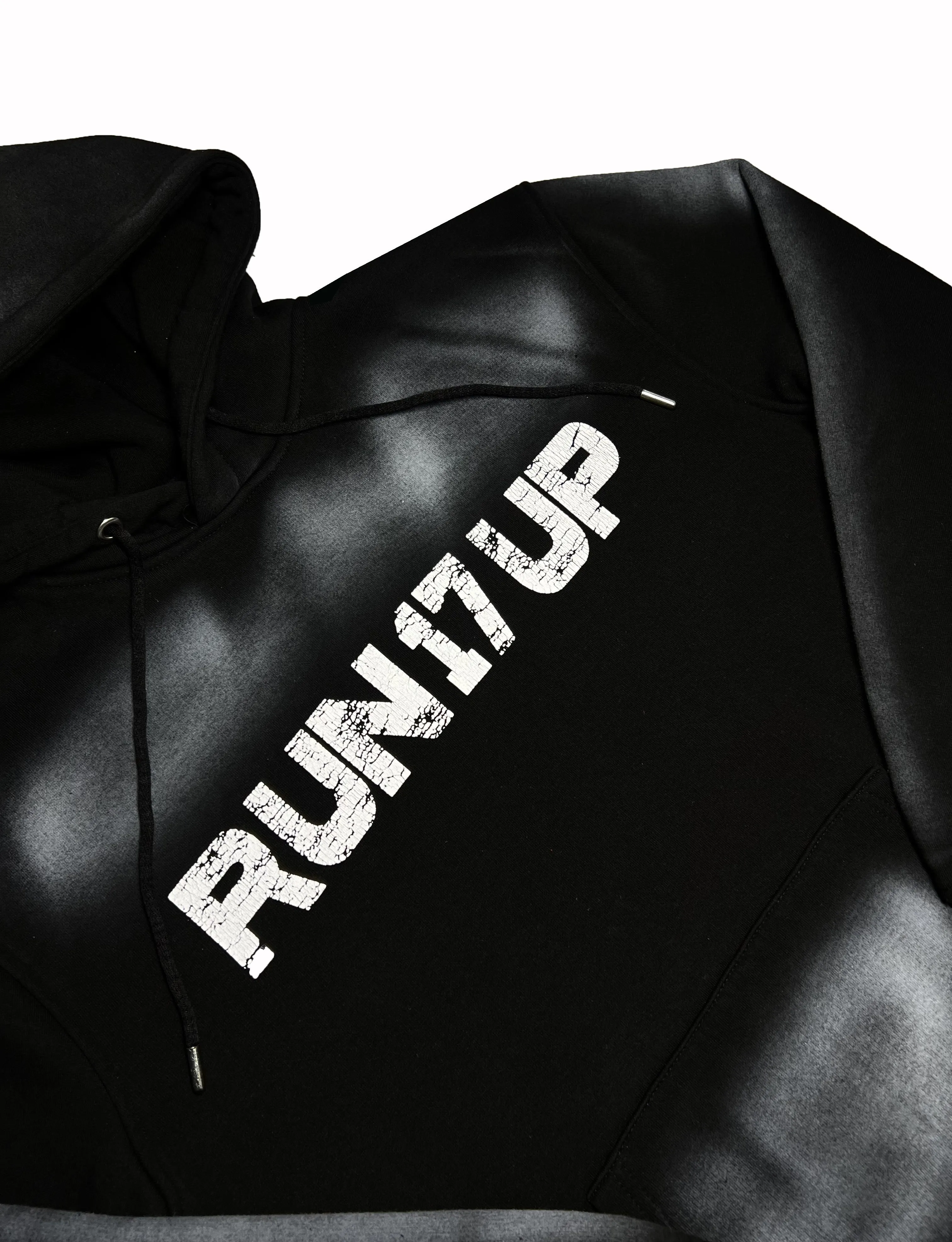 Run 17 Up Black Spray Print Hoodie