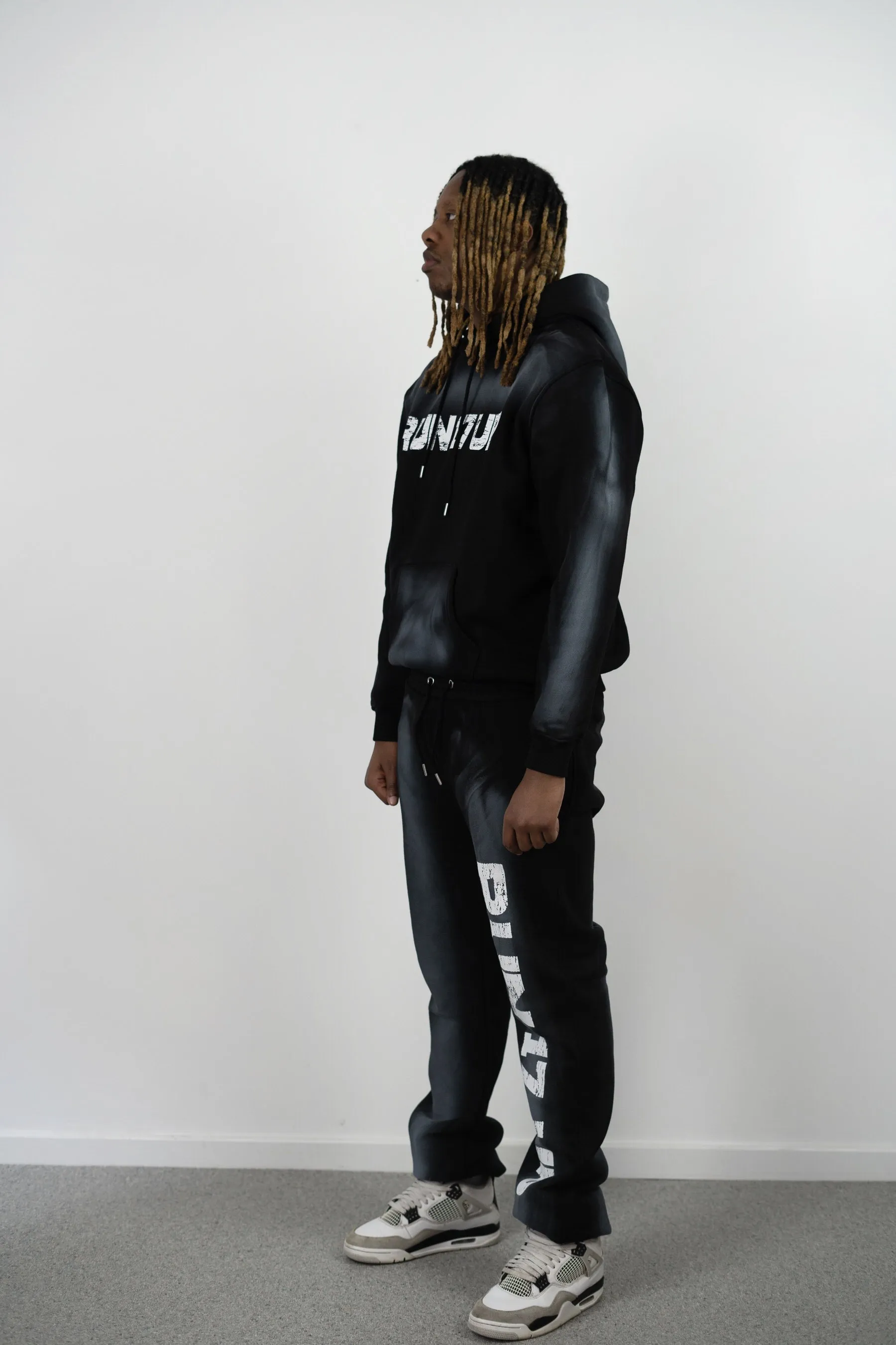 Run 17 Up Black Spray Print Hoodie