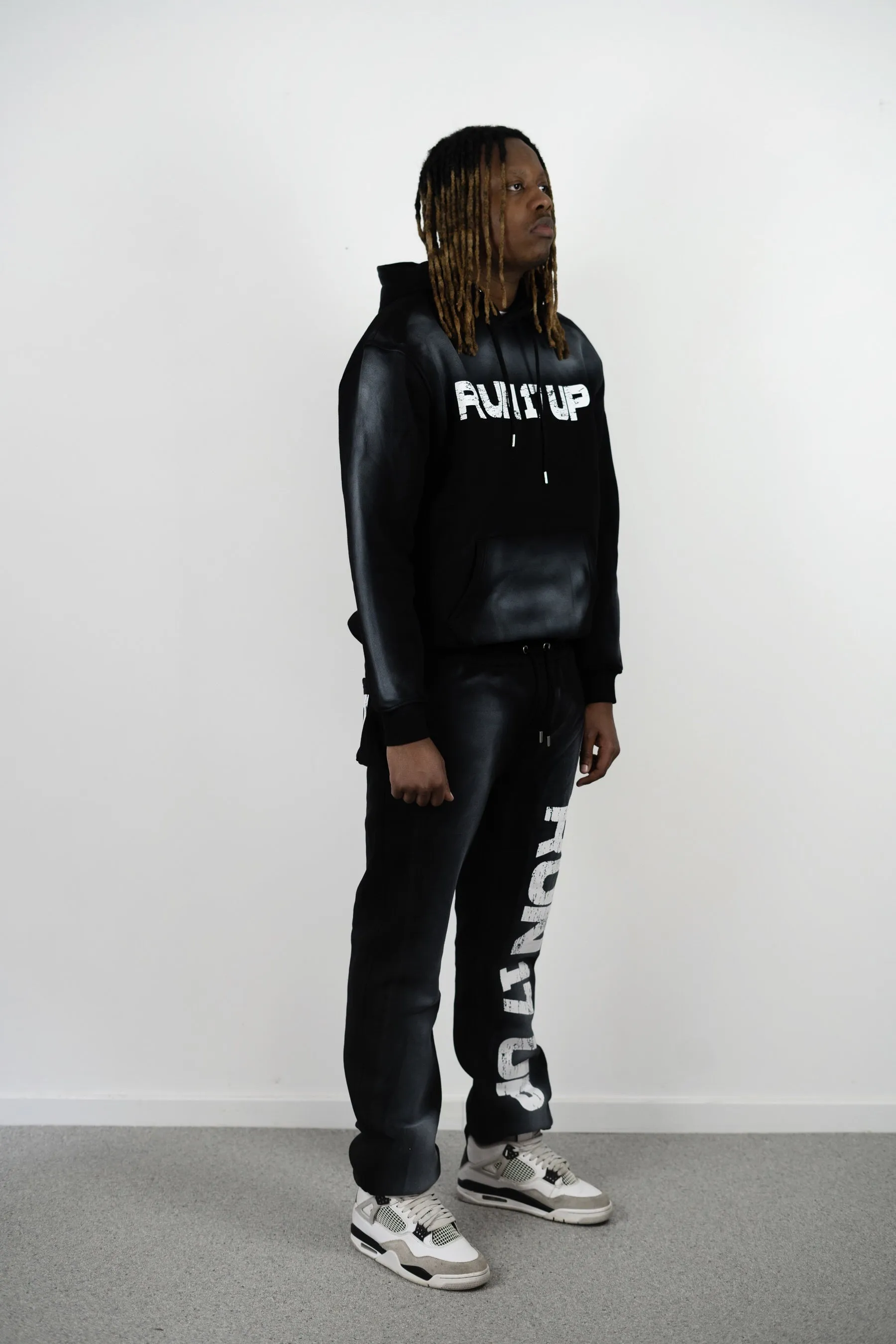 Run 17 Up Black Spray Print Hoodie