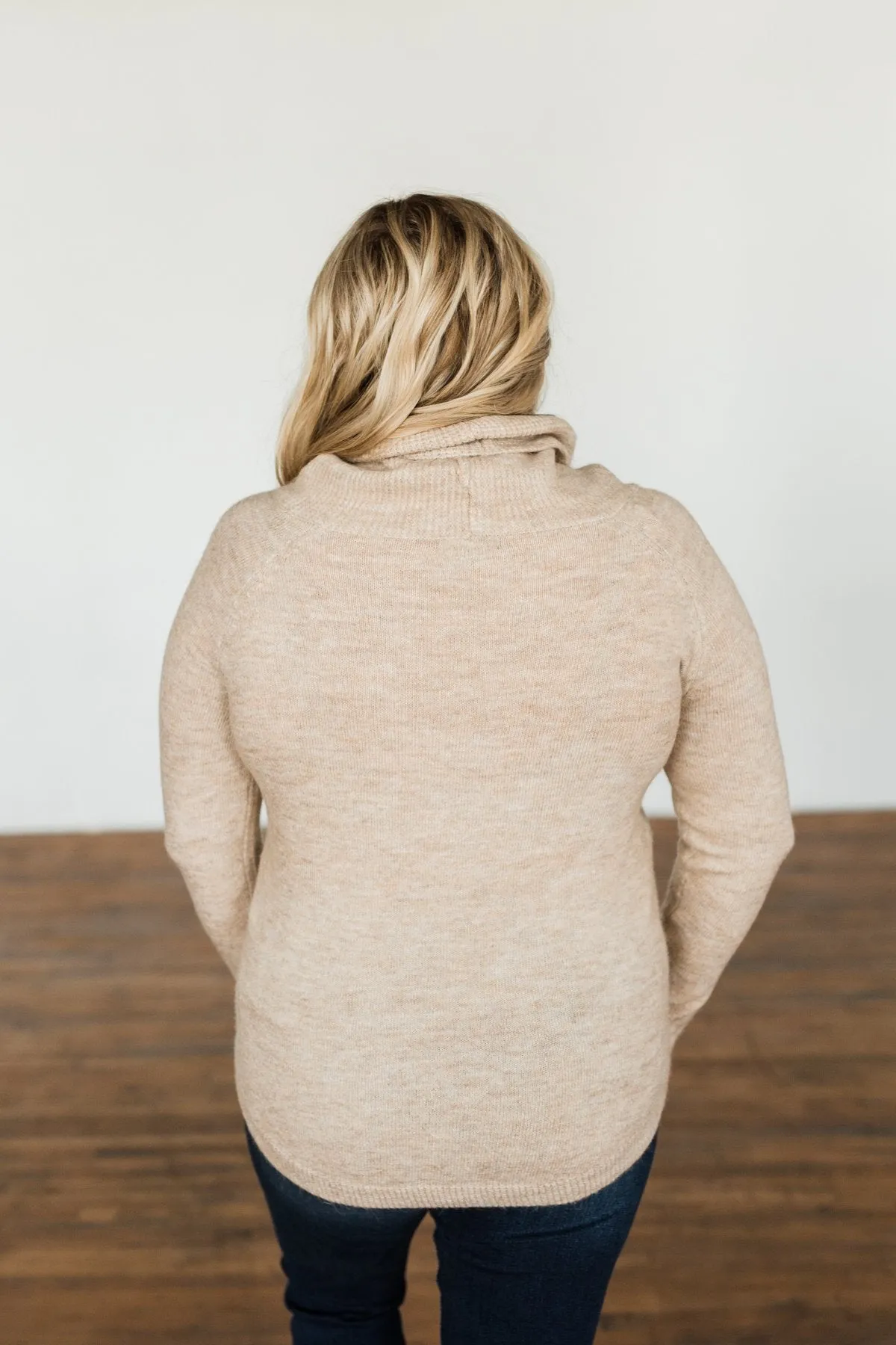 Say My Name Cowl Neck Sweater- Oatmeal