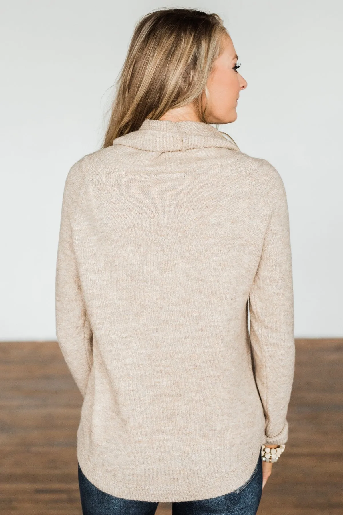 Say My Name Cowl Neck Sweater- Oatmeal