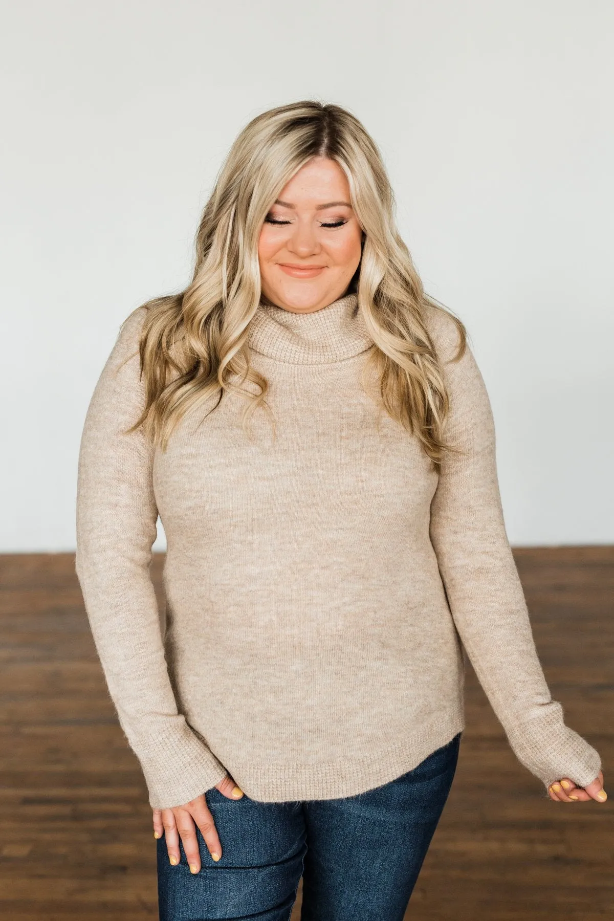 Say My Name Cowl Neck Sweater- Oatmeal