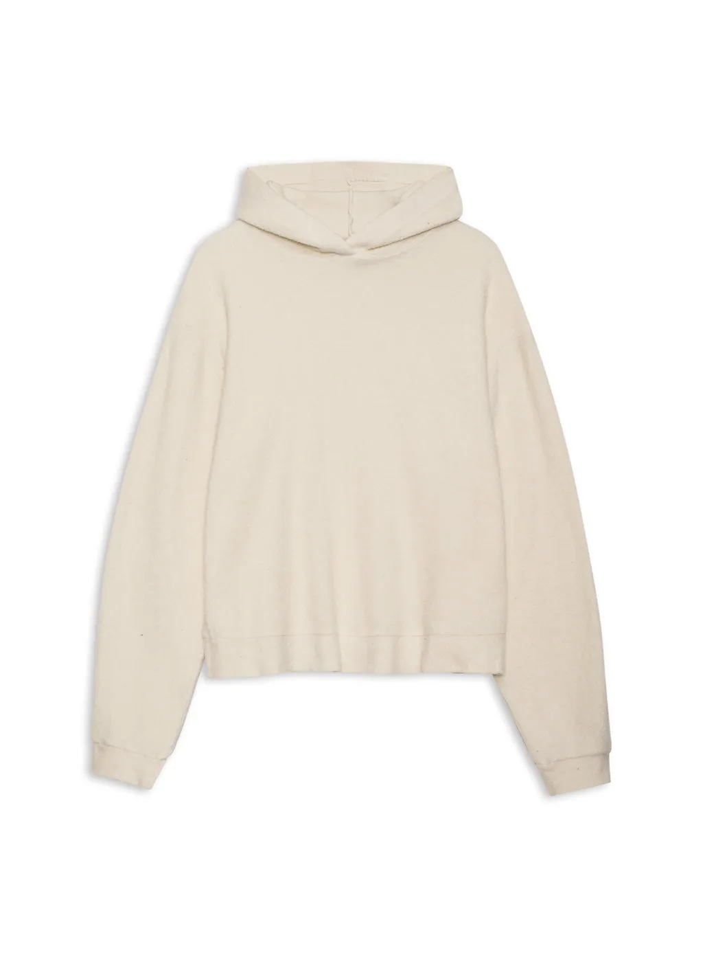 Sherpa Cropped Side Slit Hoodie in Cream