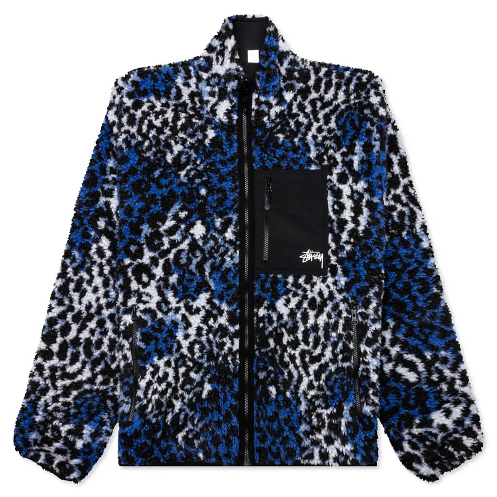 Sherpa Reversible Jacket - Blue Leopard