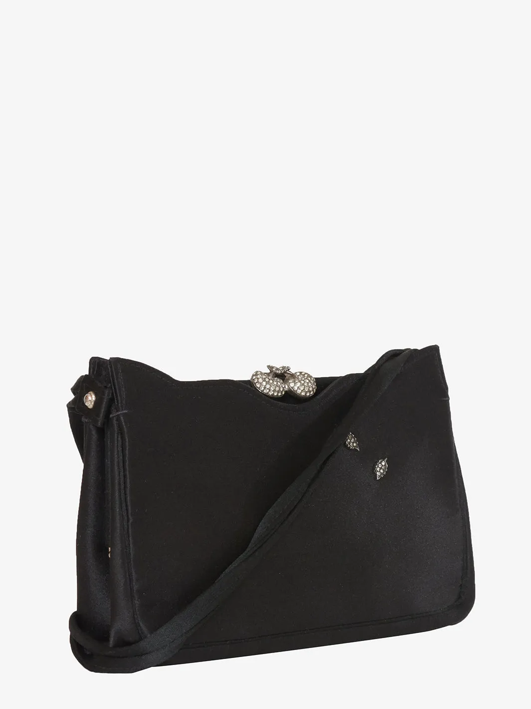 Shoulder bag in black satin