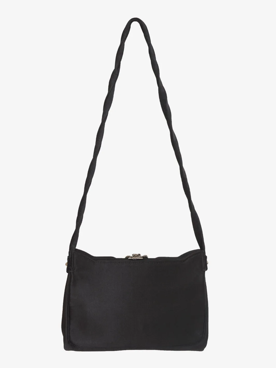 Shoulder bag in black satin