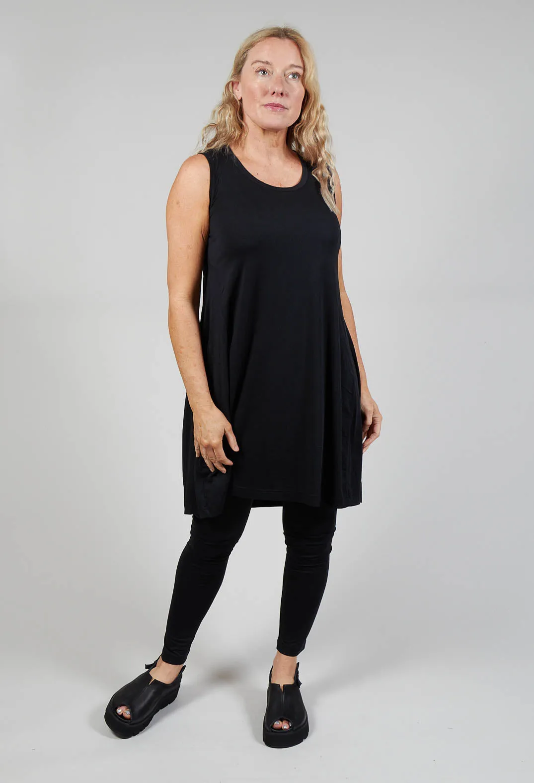 Sleeveless Jersey Dress in Black