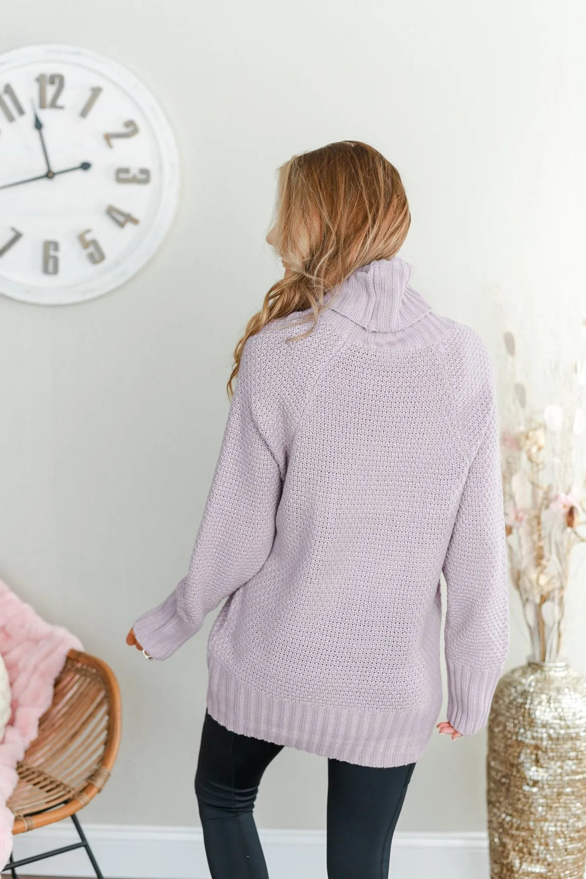 Smells Like Snow Knit Turtleneck Sweater- Lavender