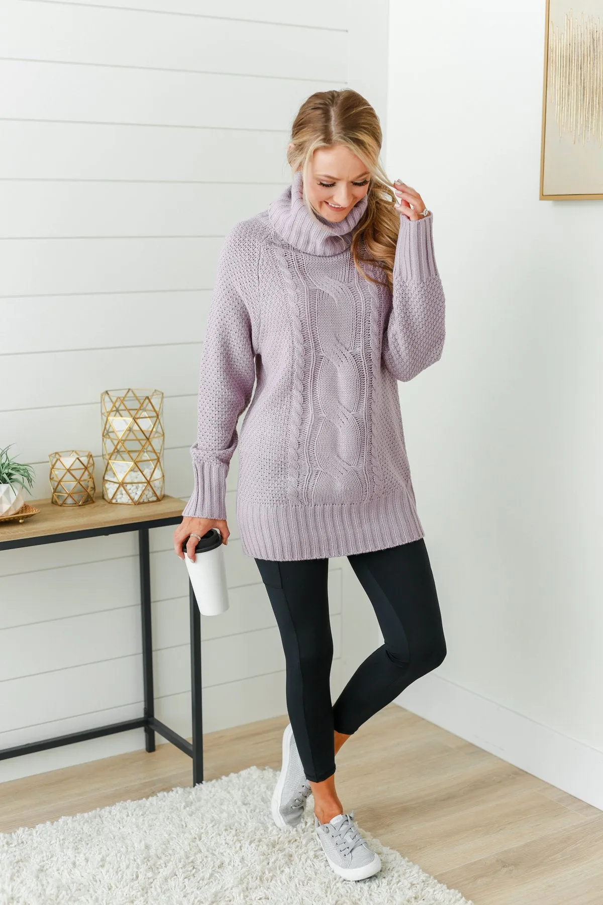 Smells Like Snow Knit Turtleneck Sweater- Lavender