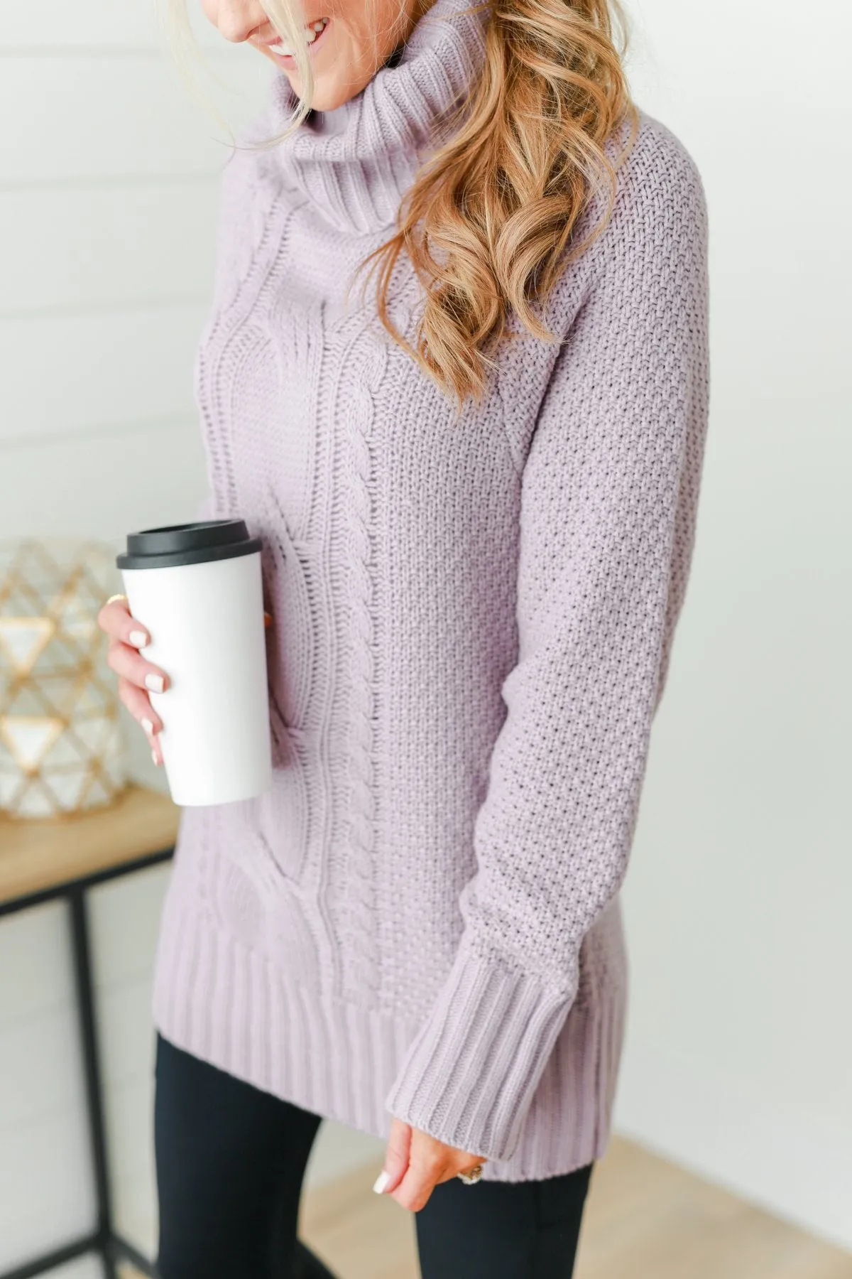 Smells Like Snow Knit Turtleneck Sweater- Lavender