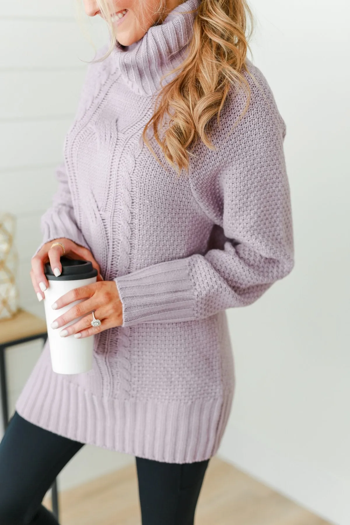 Smells Like Snow Knit Turtleneck Sweater- Lavender