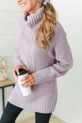 Smells Like Snow Knit Turtleneck Sweater- Lavender