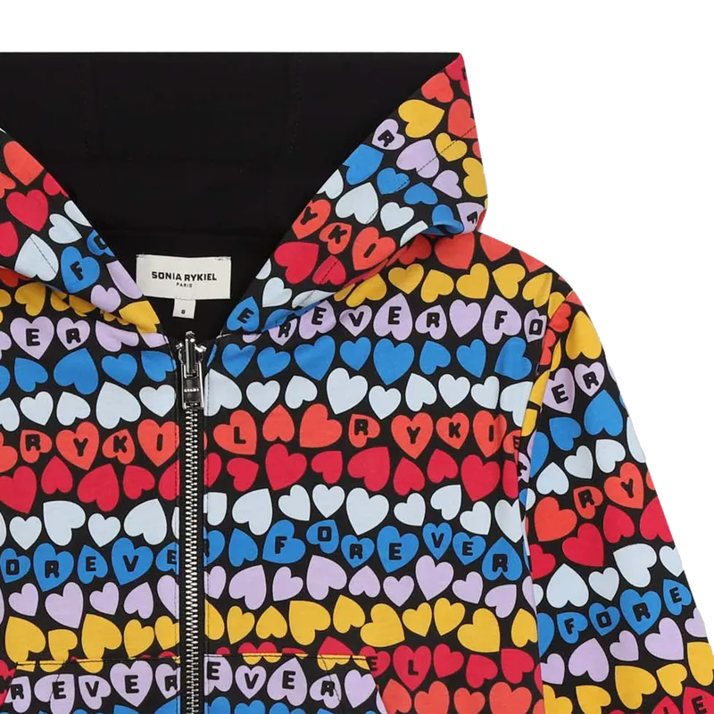 Sonia Rykiel Hearts Print Zip Up Hoodie