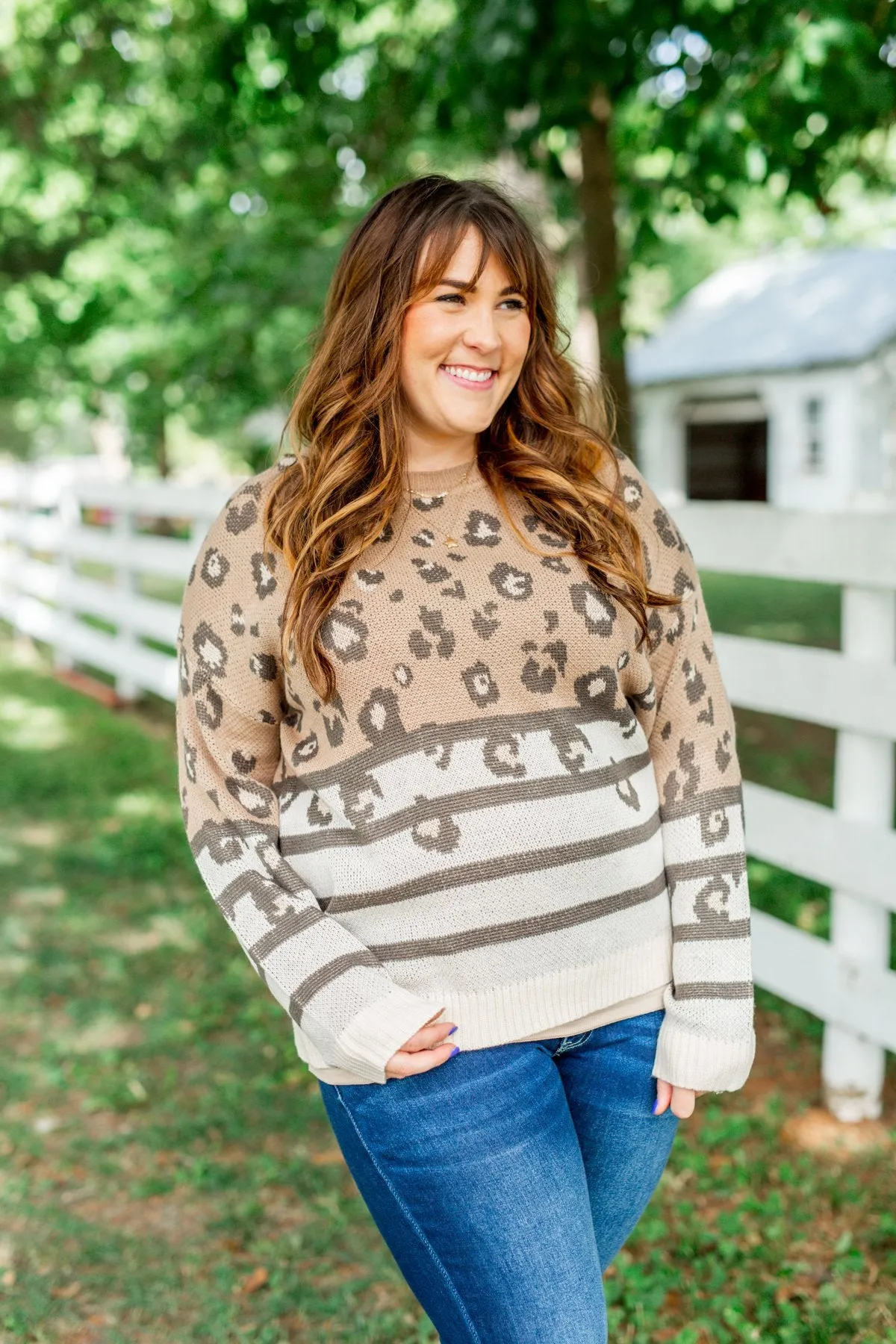 Sounds Like Fun Knit Leopard Sweater- Mocha