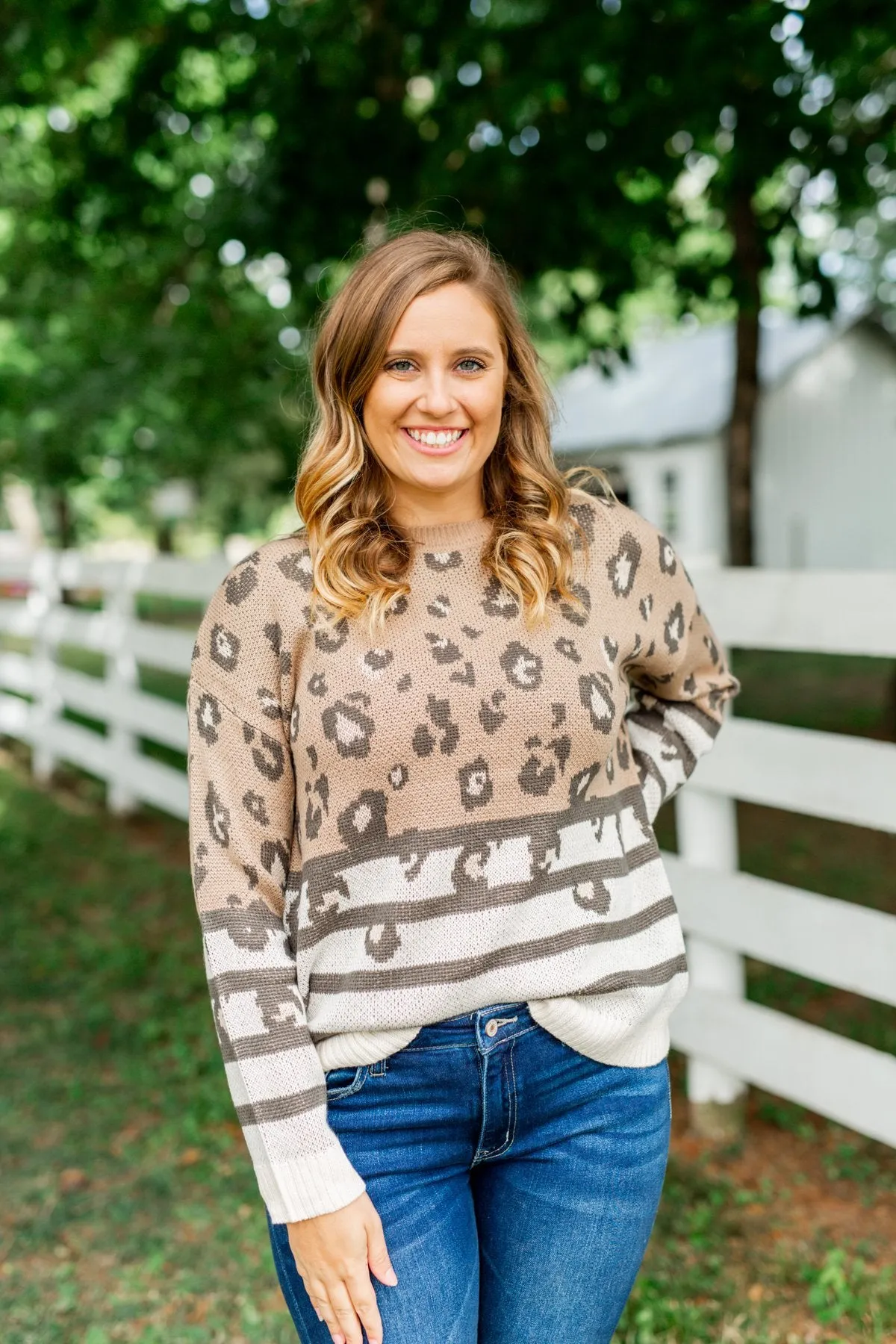 Sounds Like Fun Knit Leopard Sweater- Mocha