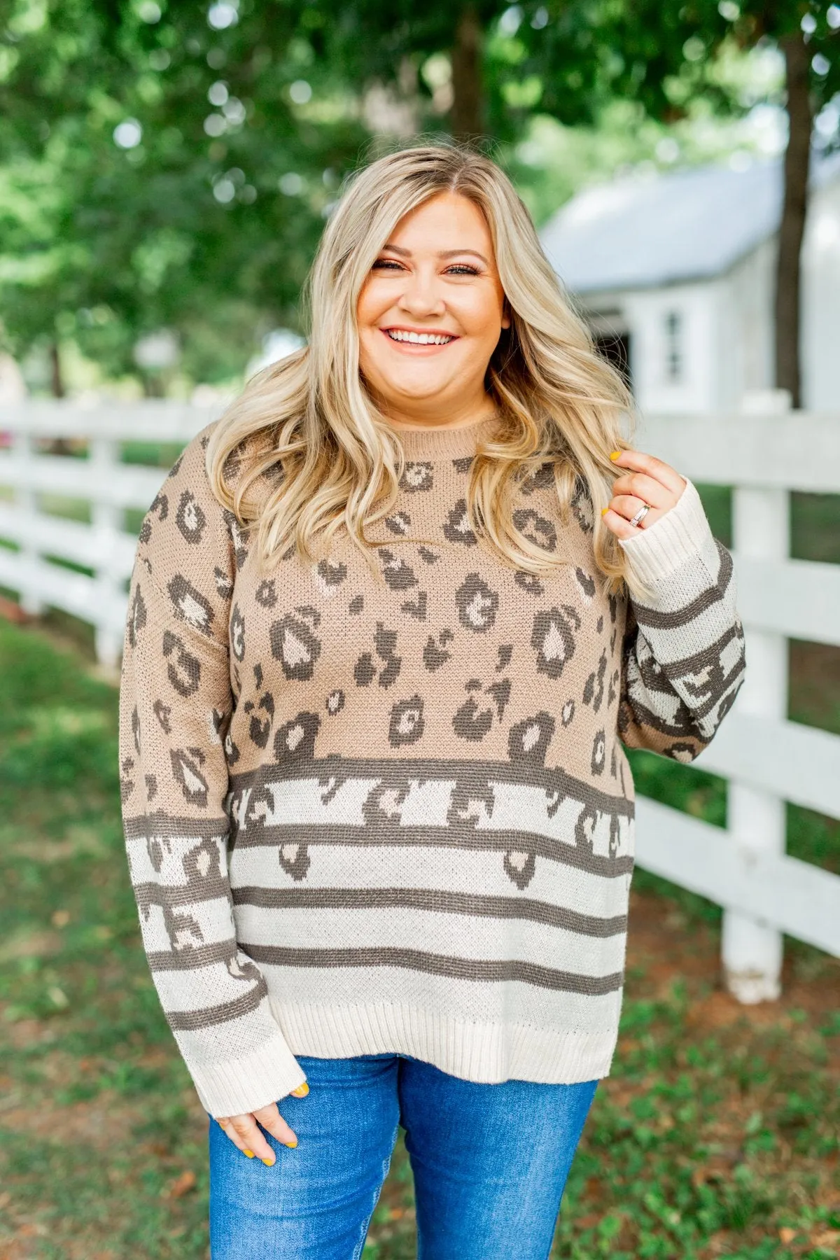 Sounds Like Fun Knit Leopard Sweater- Mocha