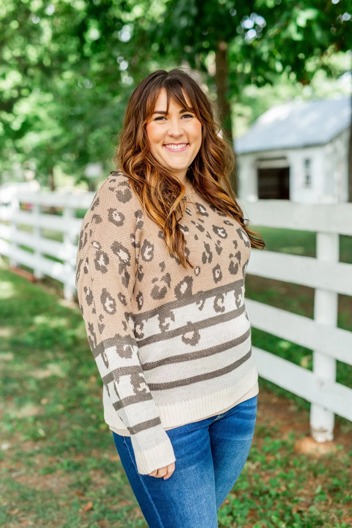 Sounds Like Fun Knit Leopard Sweater- Mocha