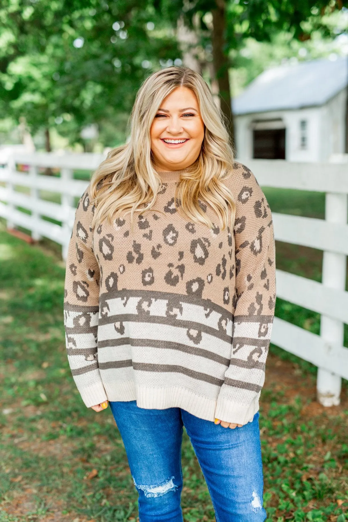 Sounds Like Fun Knit Leopard Sweater- Mocha