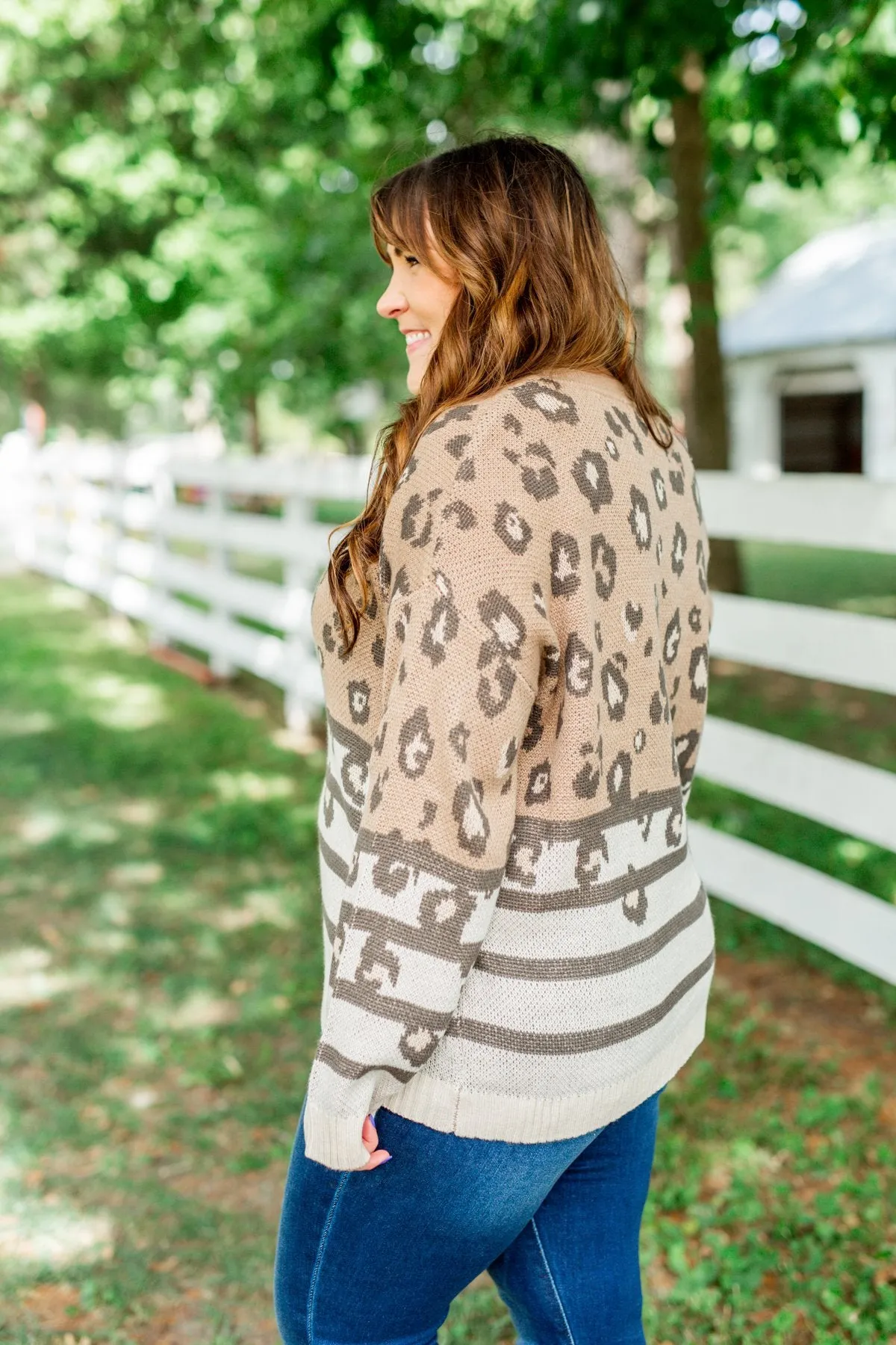 Sounds Like Fun Knit Leopard Sweater- Mocha