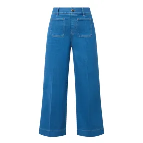 SPANX High-Rise Cropped Wide-Leg Jeans - Blue