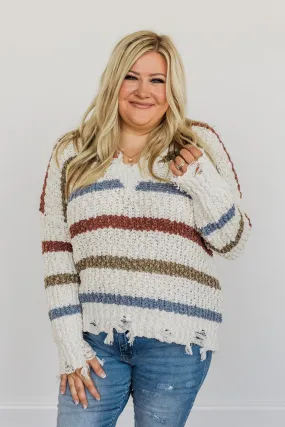 Sparks Between Us Striped Sweater- Cream & Multi