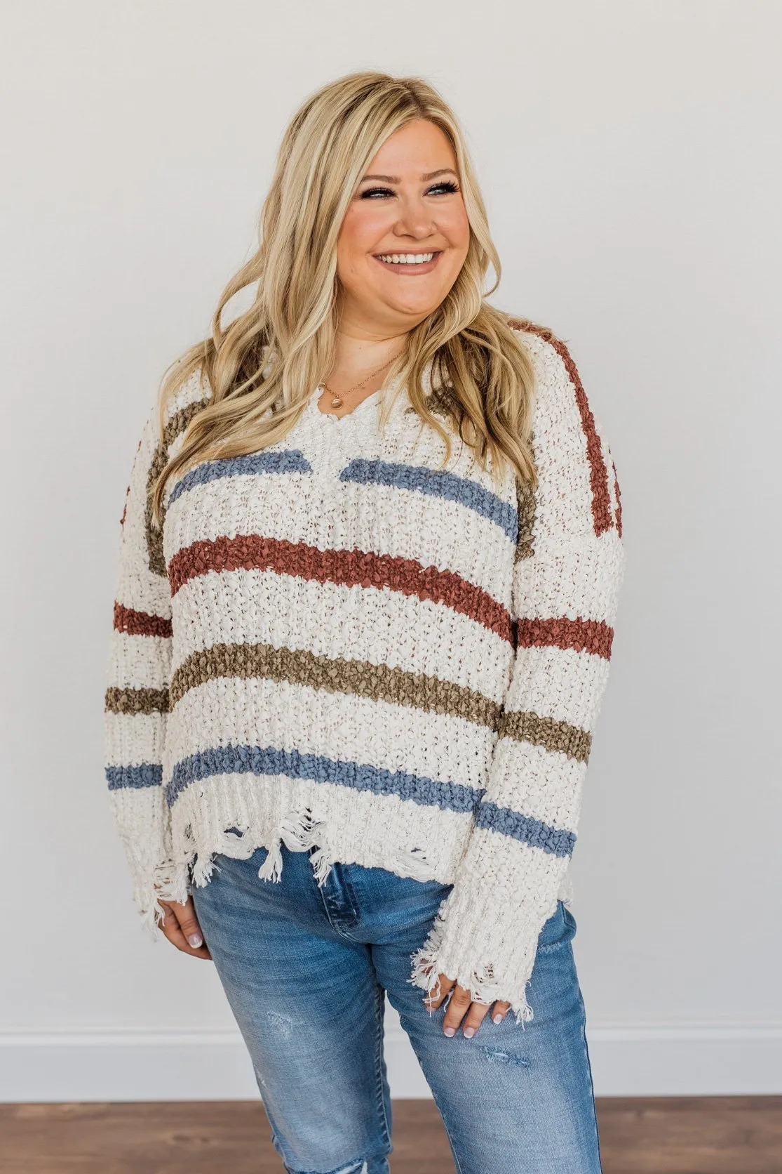 Sparks Between Us Striped Sweater- Cream & Multi