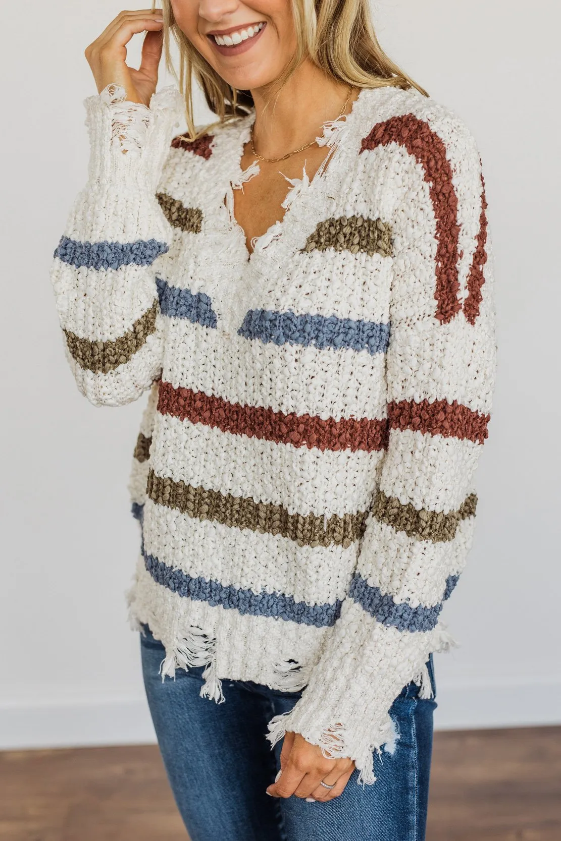 Sparks Between Us Striped Sweater- Cream & Multi