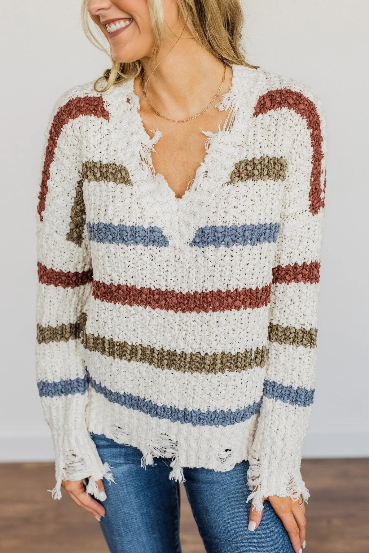 Sparks Between Us Striped Sweater- Cream & Multi