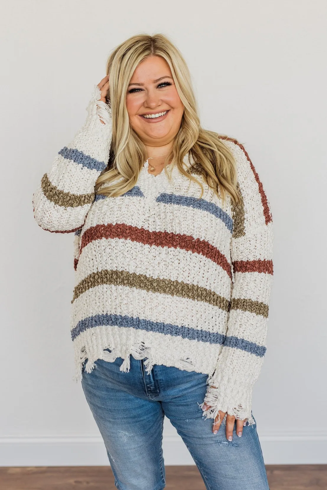 Sparks Between Us Striped Sweater- Cream & Multi