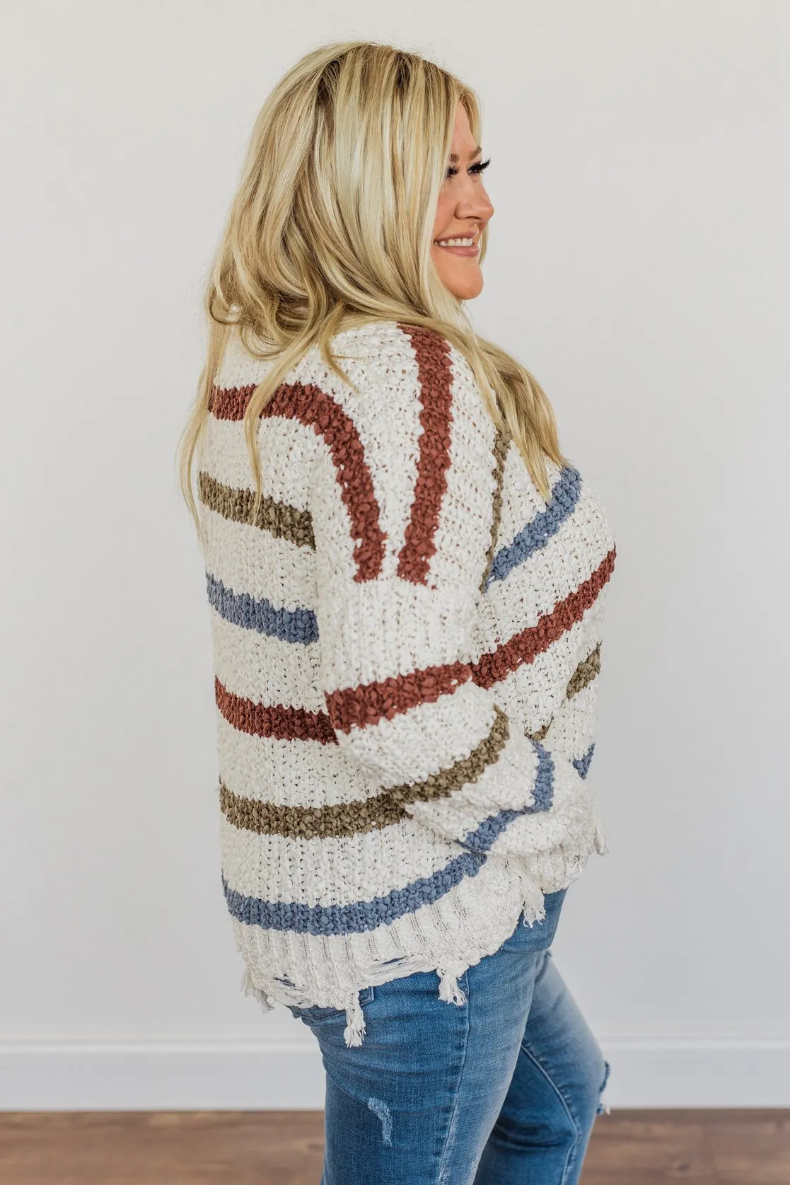 Sparks Between Us Striped Sweater- Cream & Multi