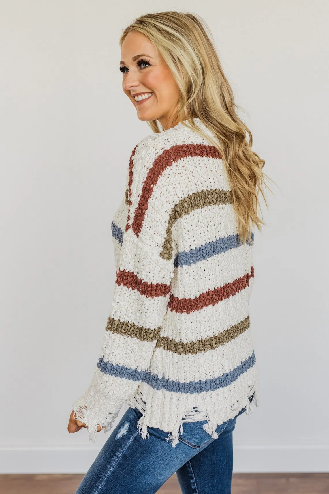 Sparks Between Us Striped Sweater- Cream & Multi