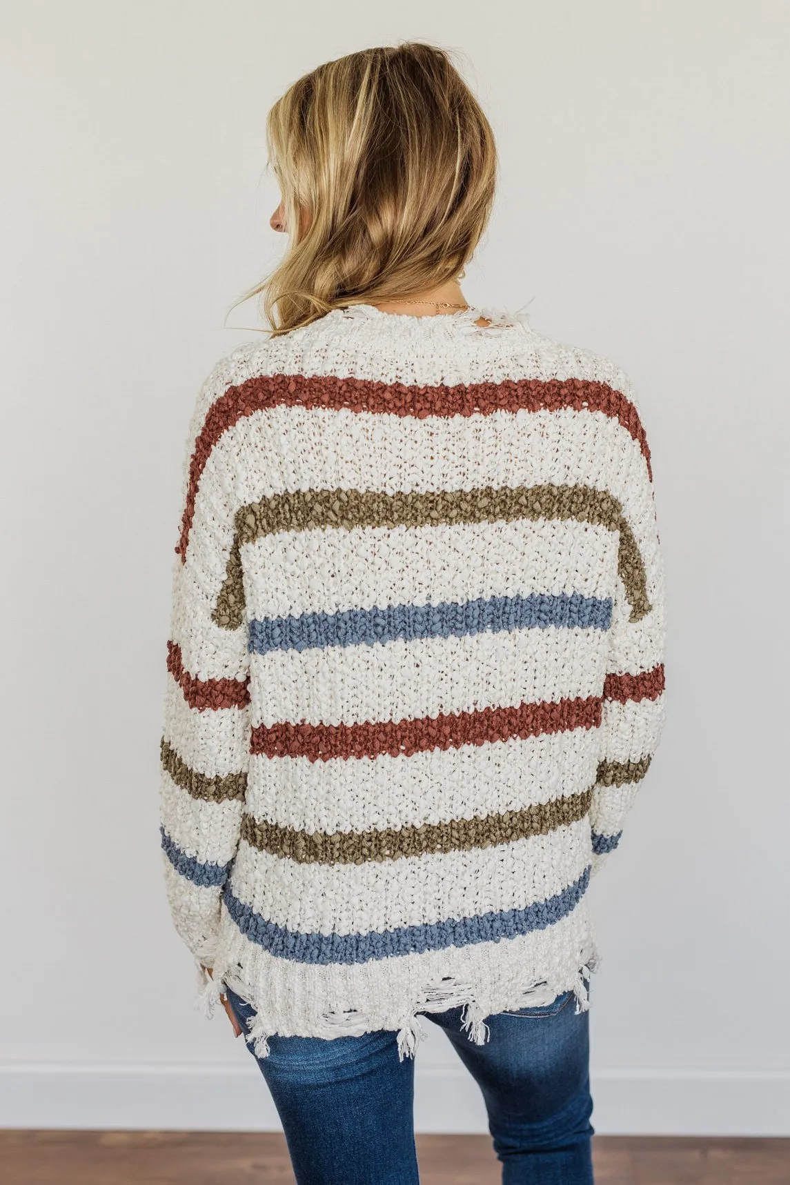 Sparks Between Us Striped Sweater- Cream & Multi